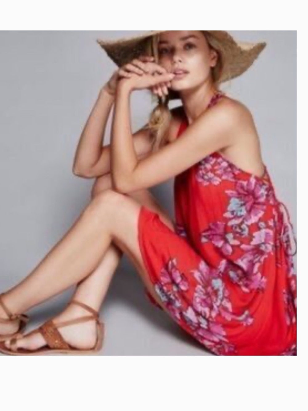 Free People paint the sun red boho side tie dress Small - Picture 1 of 9